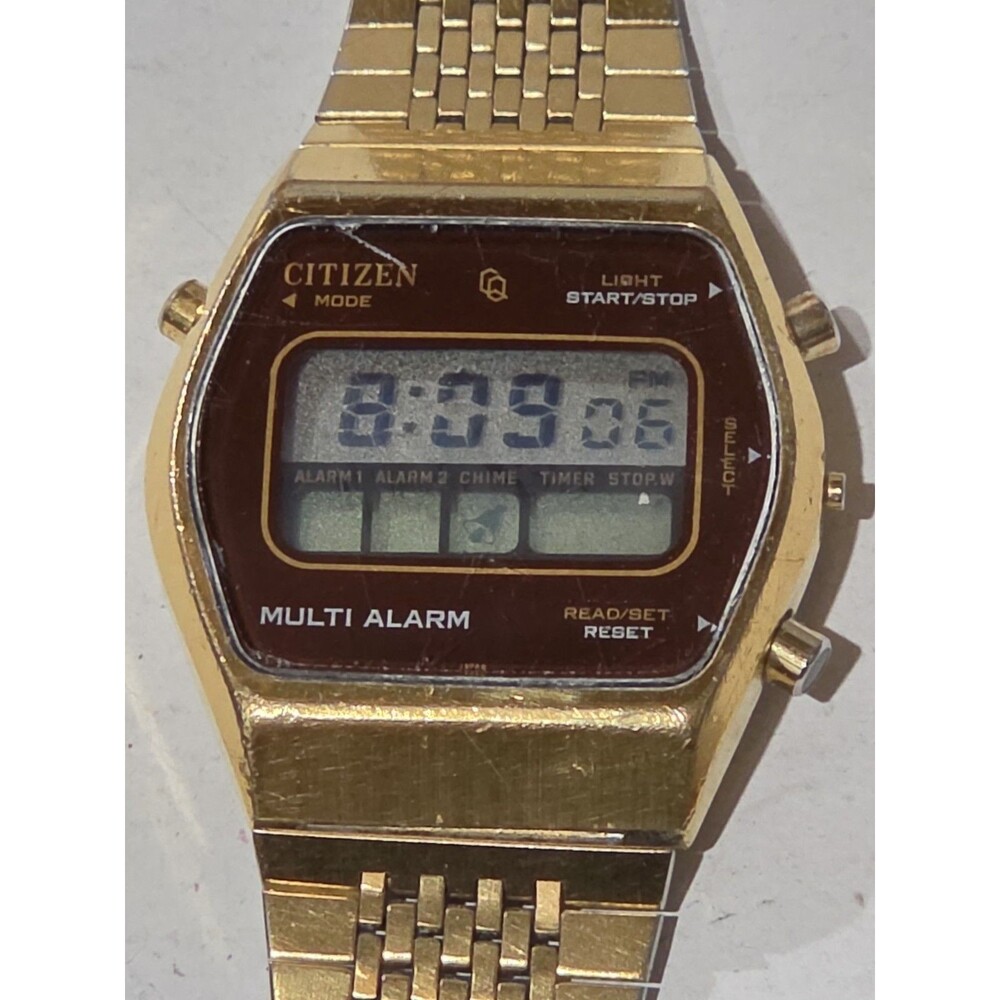 Vintage CITIZEN multi alarm lcd quartz watch 4-097246 TA 40-1081 working